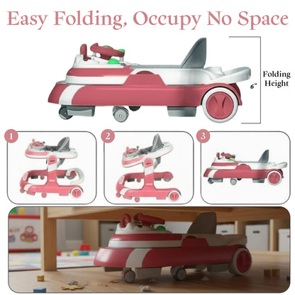 New 4 In 1 Baby Infant Walker Toddler Baby Push Walker Removable Feeding Tray And Music Tray Foldable Walker Child Handcart