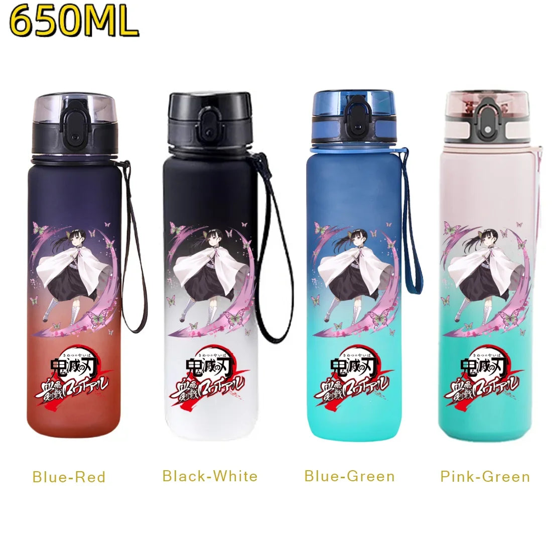 650ML Demon Slayer Kamado Tanjirou Water Bottle Kamado Nezuko Kochou Shinobu Fitness Drink Bottle Kettle Travel Office Jugs