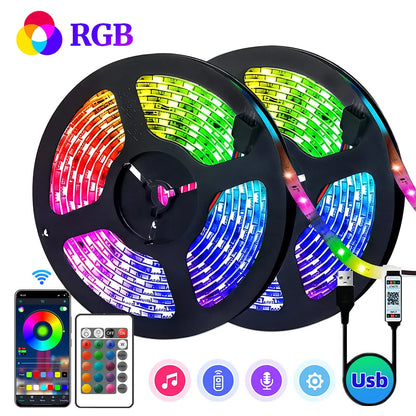 LED-stripverlichting RGB 5050, 5V 1M-30M, 16 miljoen kleuren 
