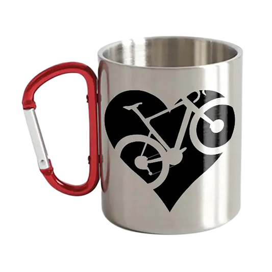 Hartfiets roestvrijstalen dubbele wand karabijnhaak mok 12oz 