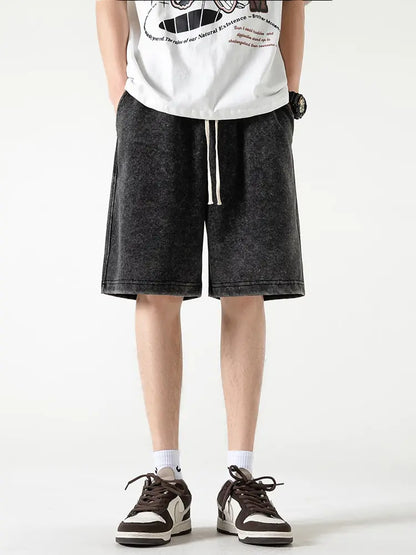 Zomerse katoenen sweatshorts met distressed look
