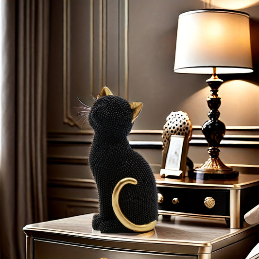 1 5.86-inch creative Valentine's Day birthday gift Point beads Sitting posture cat resin home decor living room entrance Bedroom Study Office desktop Creative arts and crafts decor for Christmas,halloween decorations,fall hom