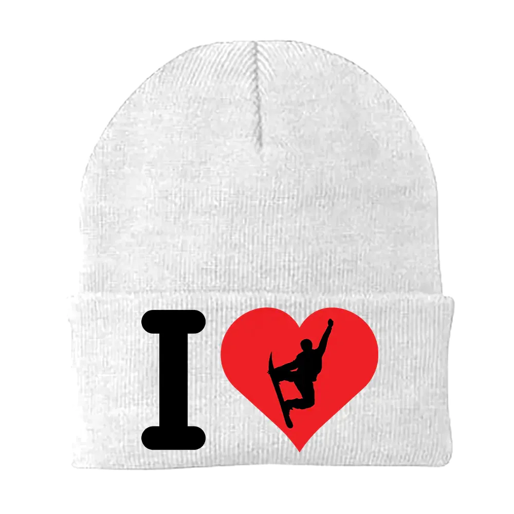Ik hou van snowboarden geborduurde muts