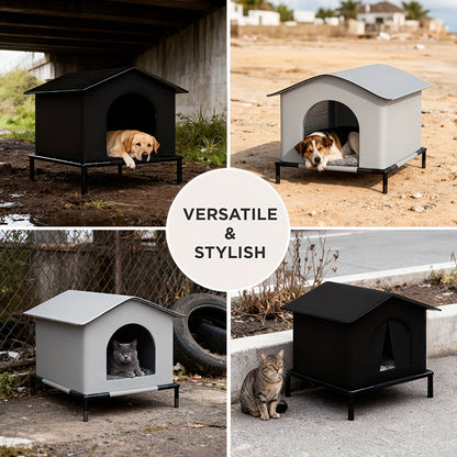 PETFEET Large Outdoor/Indoor Dog House & Cat Shelter - Heavy-Duty Oxford Fabric Pet Enclosure with Sturdy, Easy Assembly Winter Warm Tent-like Roof - Spacious Multi-Animal House for Puppies, Cats, Rabbits - All-Weather Protec