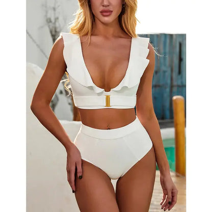 Effen kleur tweedelig badpak chic