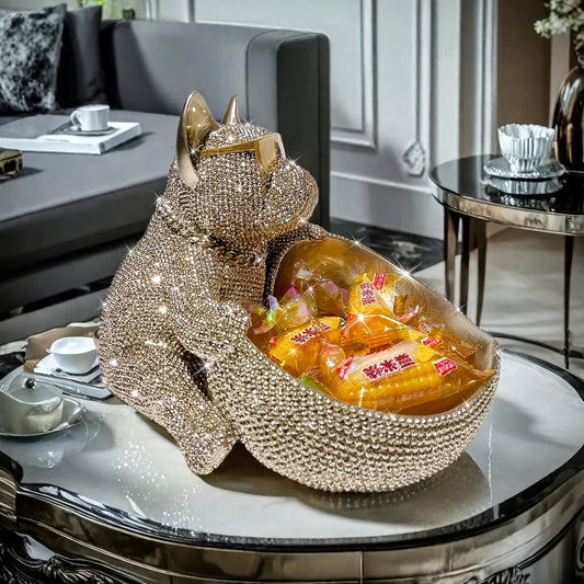 One Bulldog Storage Plate Ornament, Resin Statue Craft, Suitable for Bookshelf Home Office Cabinet Coffee Shop Decoration, Room Desktop Entrance Hallway Decor, Mother's Day New Year Valentine's Day Gift, Best for Christmas