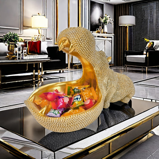 Versatile Resin Hippo Sculpture - Decorative Flower Pot, Key & Sundries Organizer, Fruit Plate for Home and Office