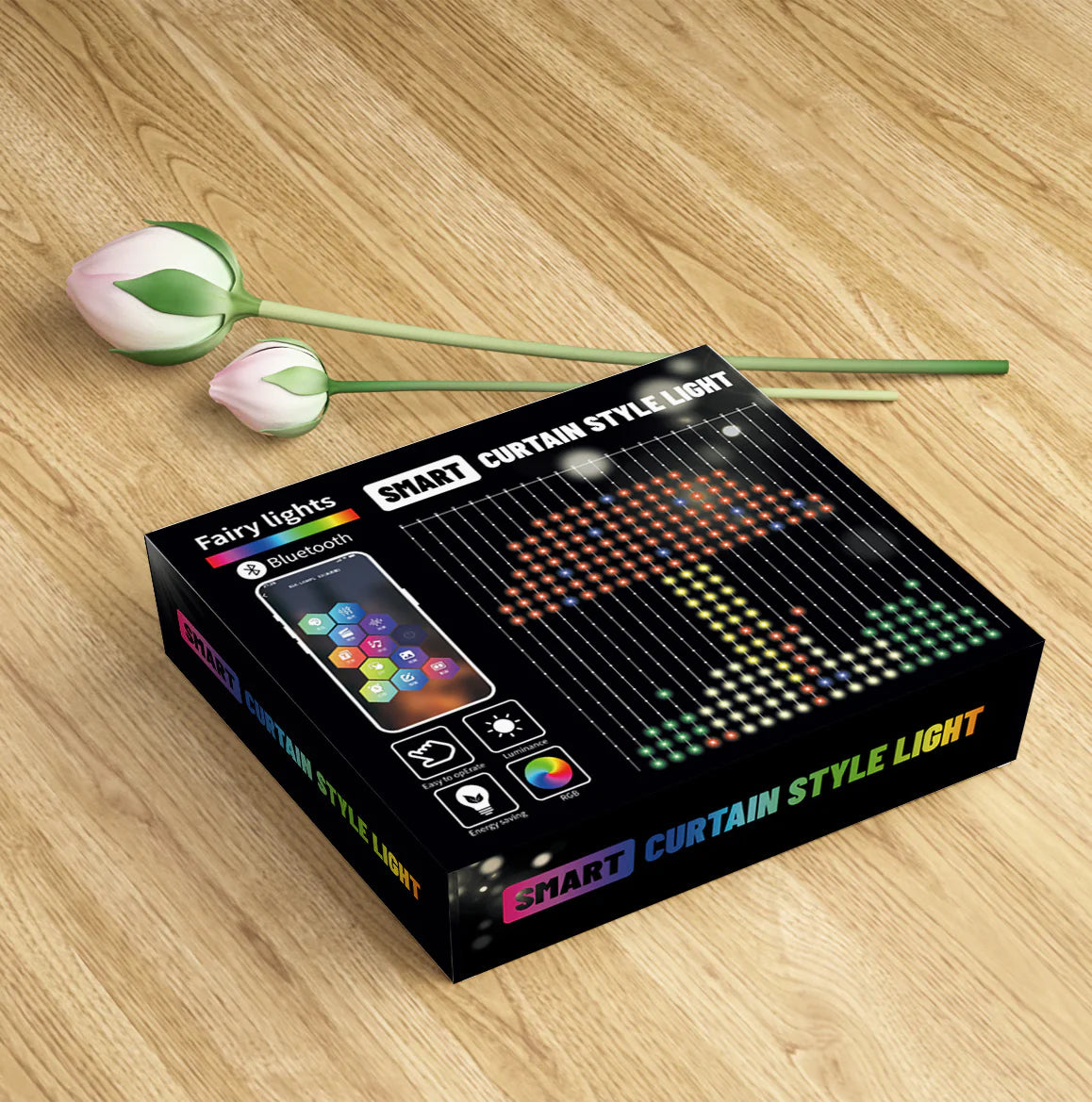 LED Bluetooth Smart RGB-Lichtervorhang - DIY-Lichterkette für Partys, Hochzeiten und Weihnachtsdekoration