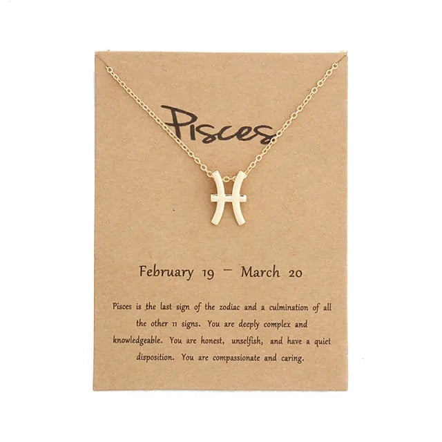 Gold Zodiac Pendant Necklace For Women