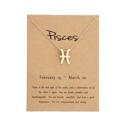 Gold Zodiac Pendant Necklace For Women