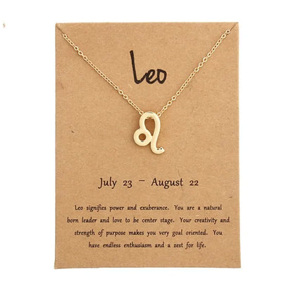 Gold Zodiac Pendant Necklace For Women