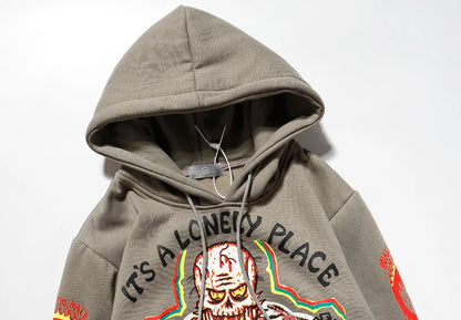 Kanye Fleece Skull Graffiti Heren Sweatshirt