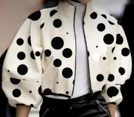 Damesmode Temperament Polka Dot Print Kort Jasje