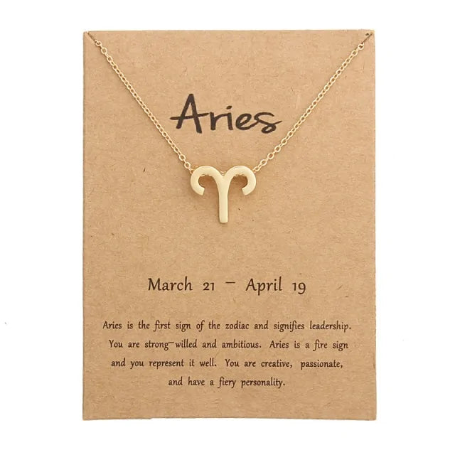 Gold Zodiac Pendant Necklace For Women