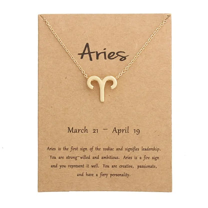 Gold Zodiac Pendant Necklace For Women