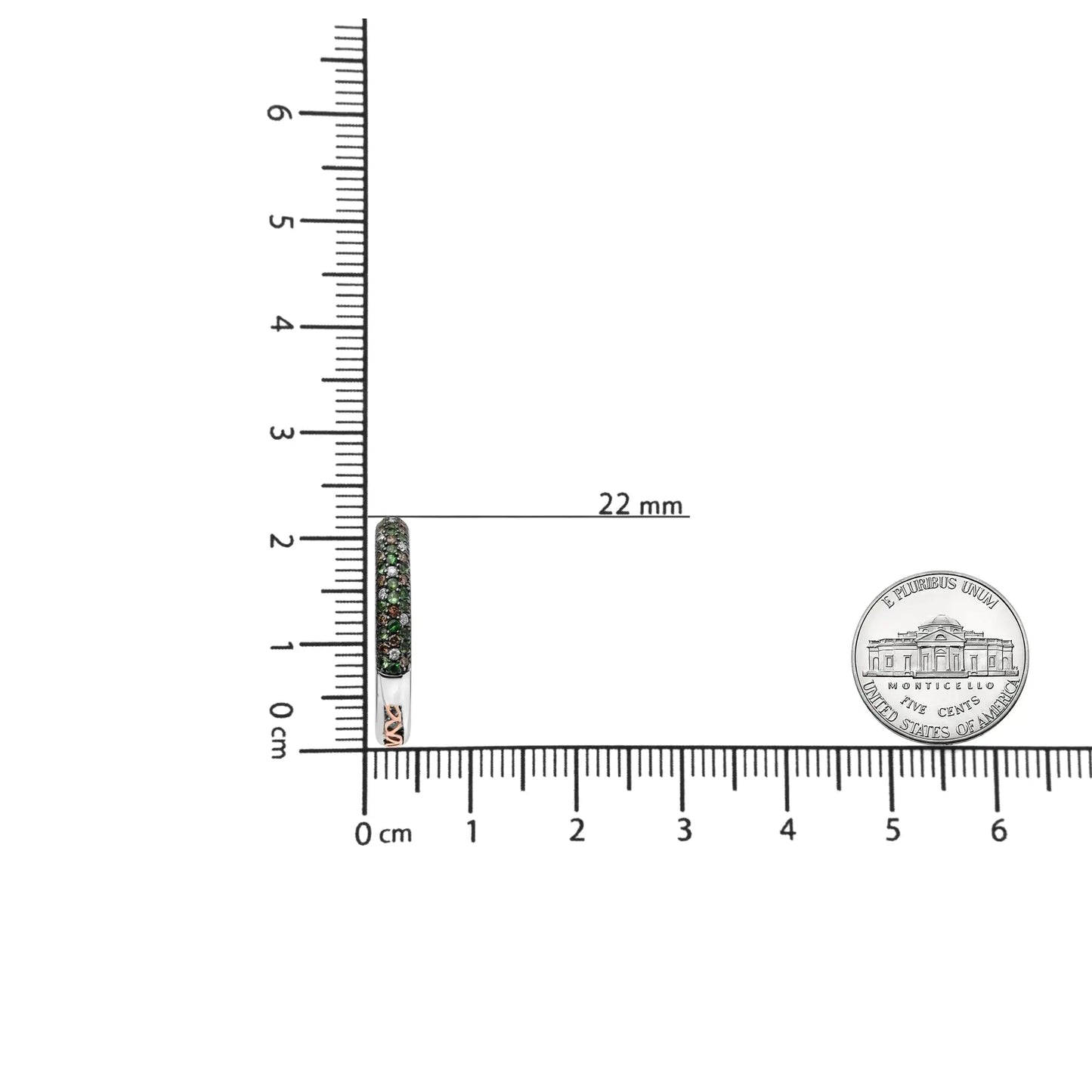18K witgouden 1,00 Cttw bruine en witte diamant en 1,3 mm ronde groene tsavoriet edelsteen binnen-buiten creolen (bruine en GH-kleur, SI1-SI2 helderheid)