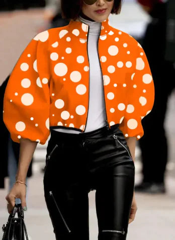Damesmode Temperament Polka Dot Print Kort Jasje
