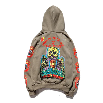 Kanye Fleece Skull Graffiti Heren Sweatshirt